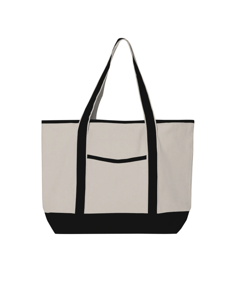 Image of a model wearing a Q1500 Q-Tees 34.6L Large Canvas Deluxe Tote